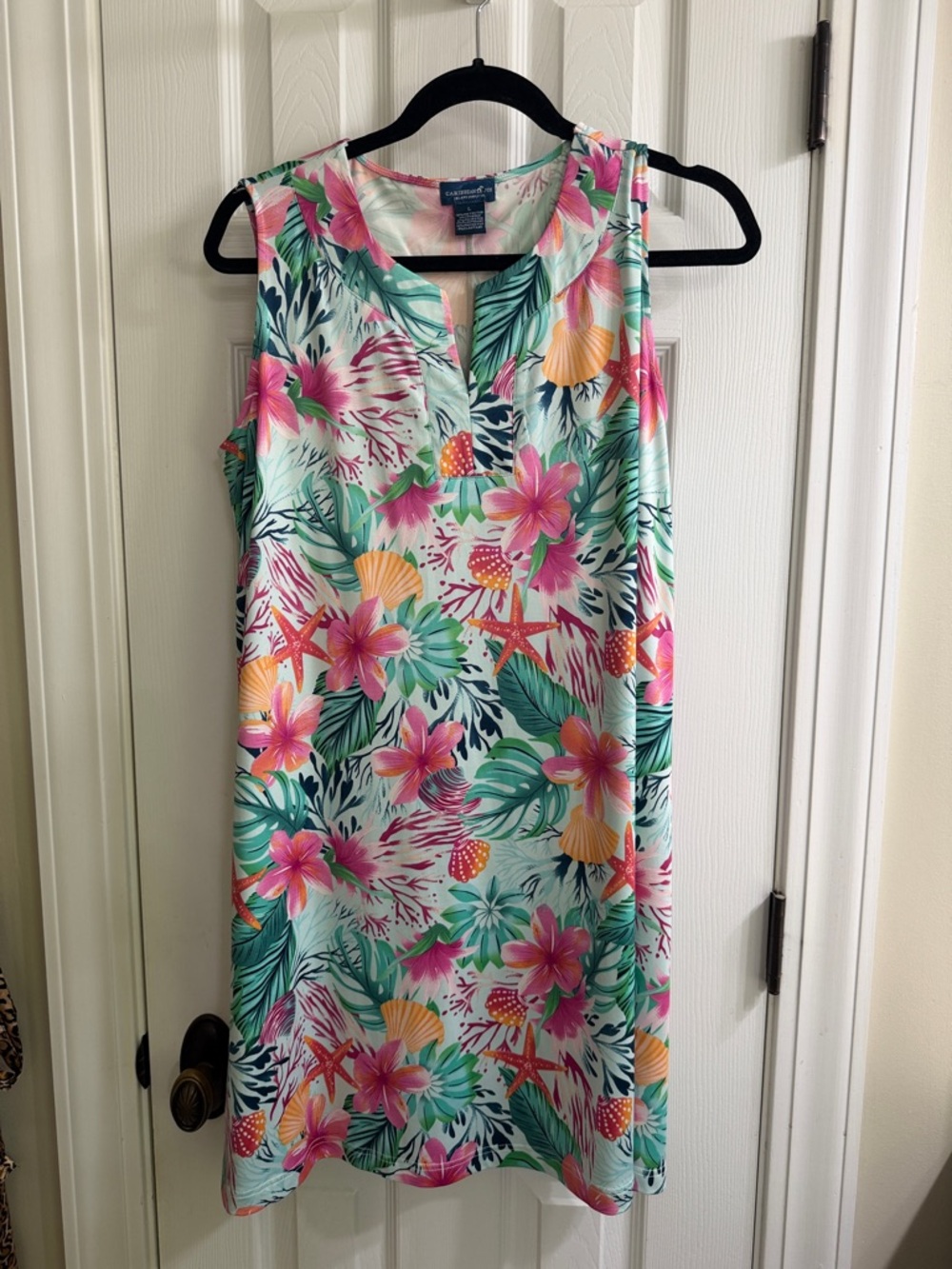 Caribbean Joe Floral Tropical Midi Dress - Pink, Green, Yellow